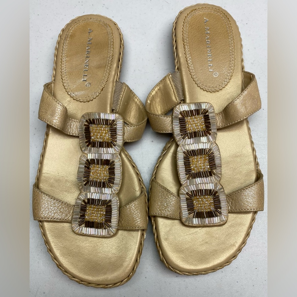 A. Marinelli TAN Beaded Sliders, 6